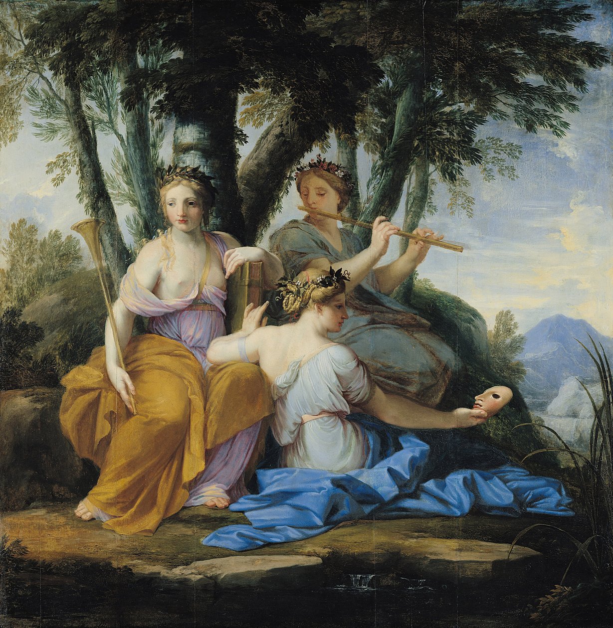 Muserna, Clio, Euterpe och Thalia, ca 1652-55 (olja på panel) av Eustache Le Sueur