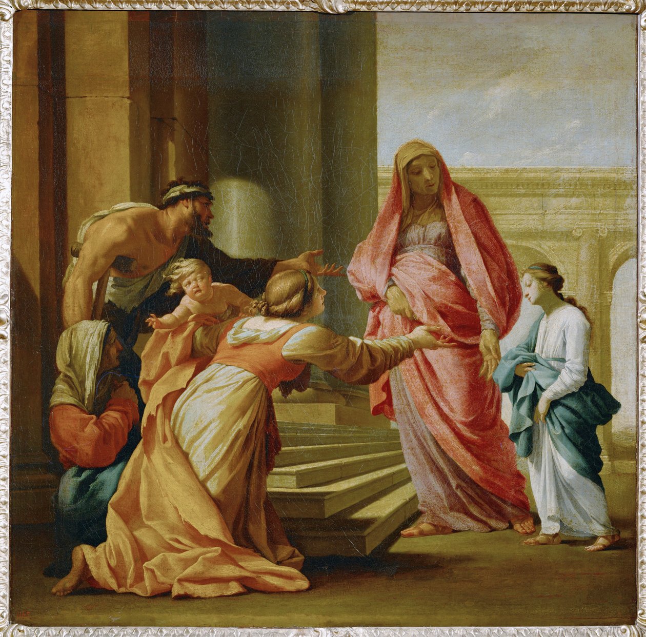 Jungfru Maria förd till templet (målning på duk) av Eustache Le Sueur