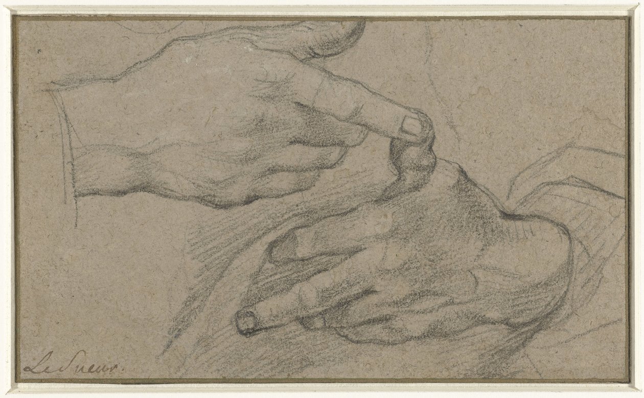 Studie av två händer av Eustache Lesueur