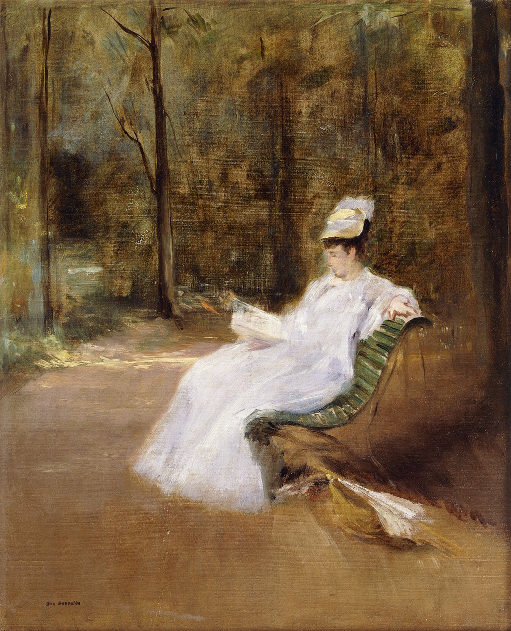 Sitter på en bänk; Sur le Banc, ca 1848 av Eva Gonzalès