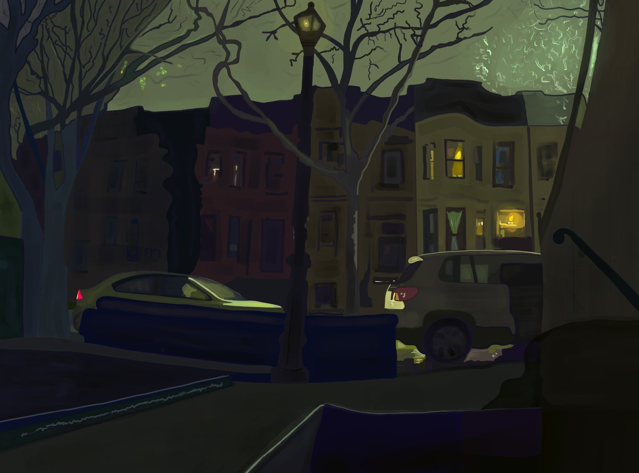 6 AM South Side of Street, Prospect Park (digital konst) av Evan Sklar