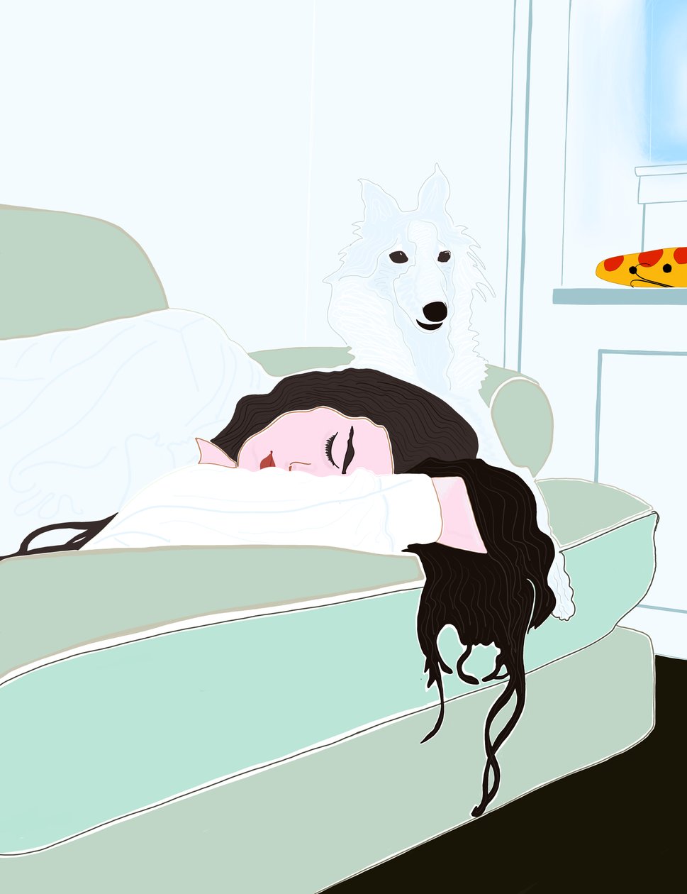 Ava och Minnie sover (digital konst) av Evan Sklar