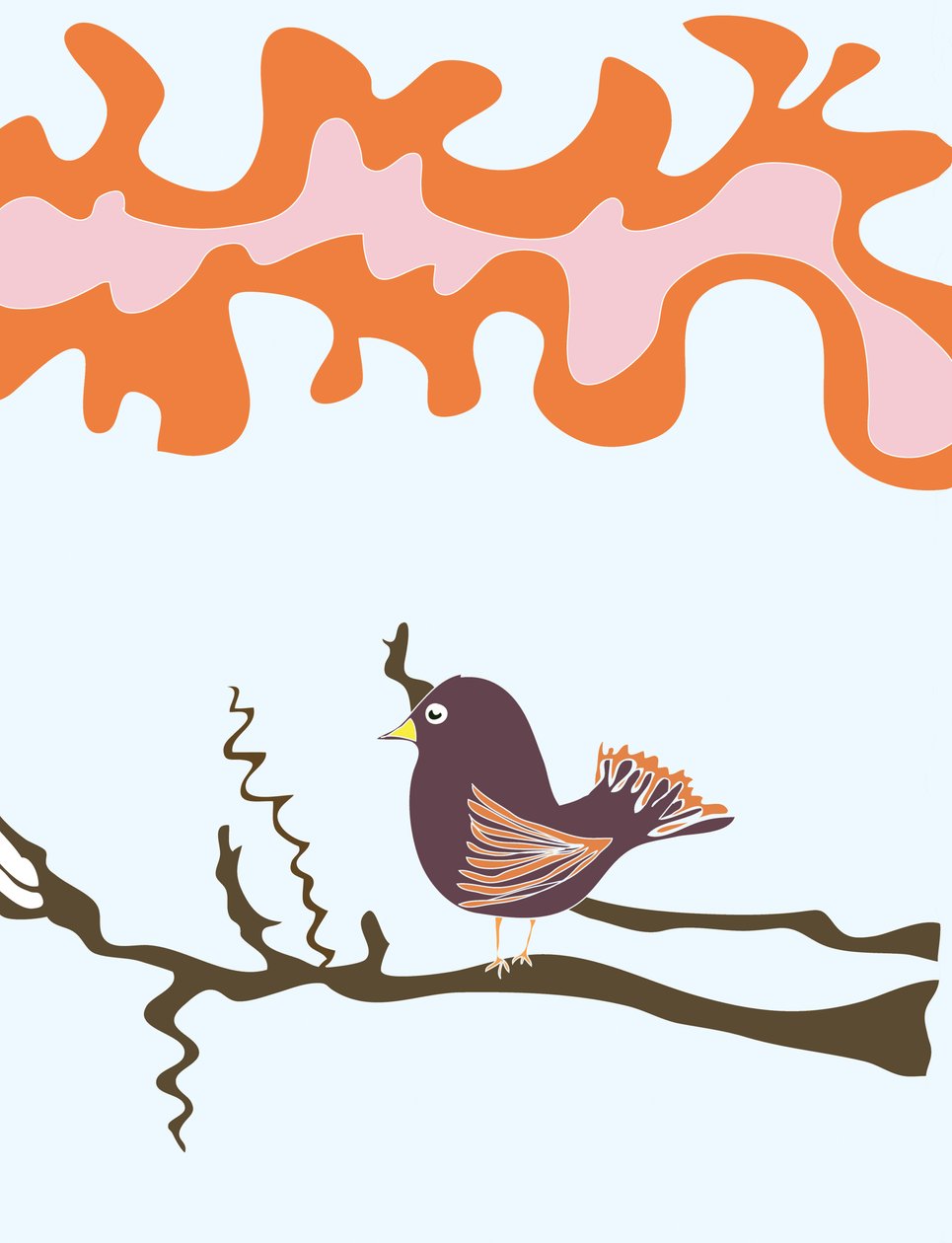 Bird On Branch, 2015 (handritad på en iPad med en Apple-penna) av Evan Sklar