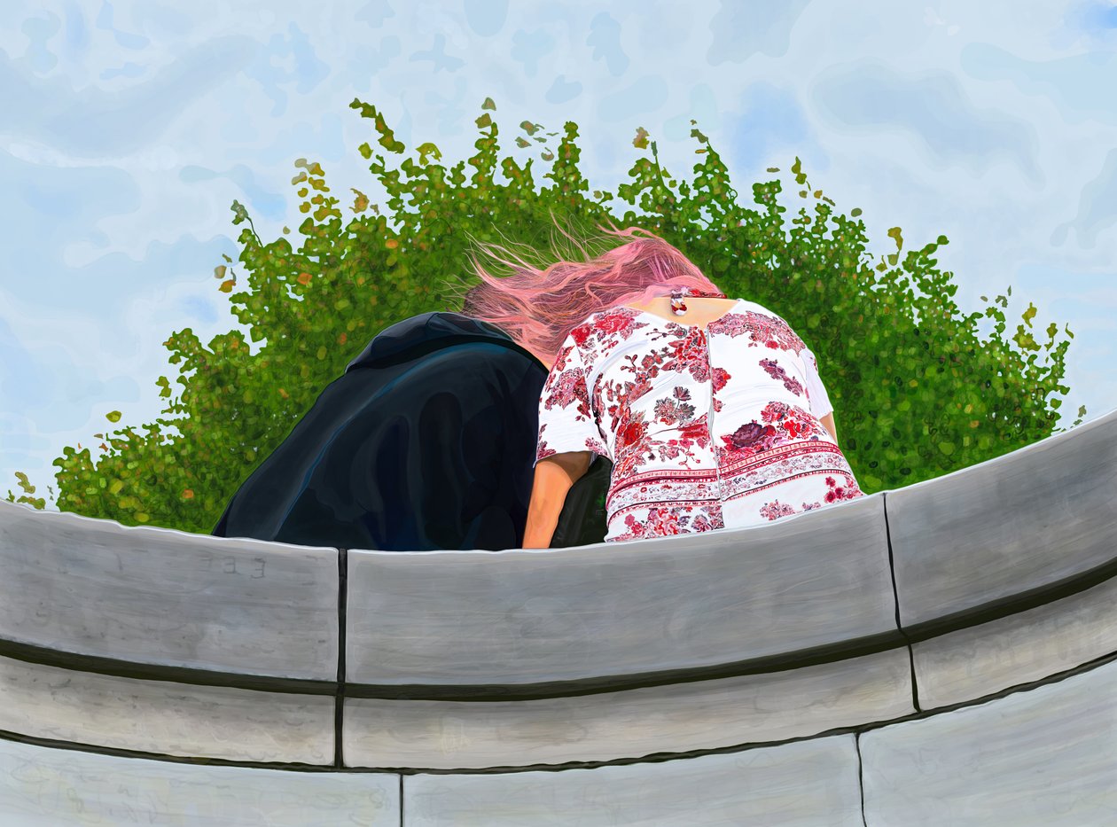 Par i Toulleries trädgård (digital konst) av Evan Sklar