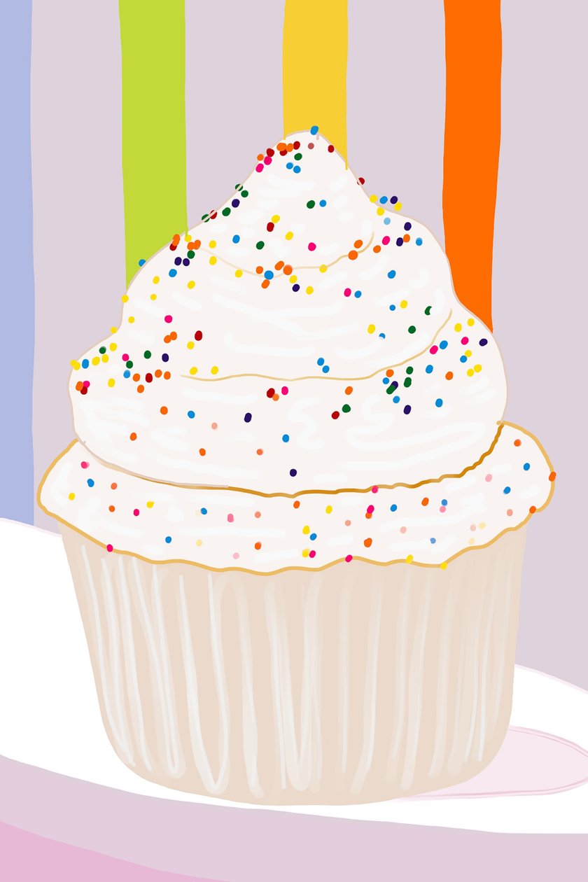 Cupcake med vaniljglasyr och strössel, Brooklyn (digital konst) av Evan Sklar