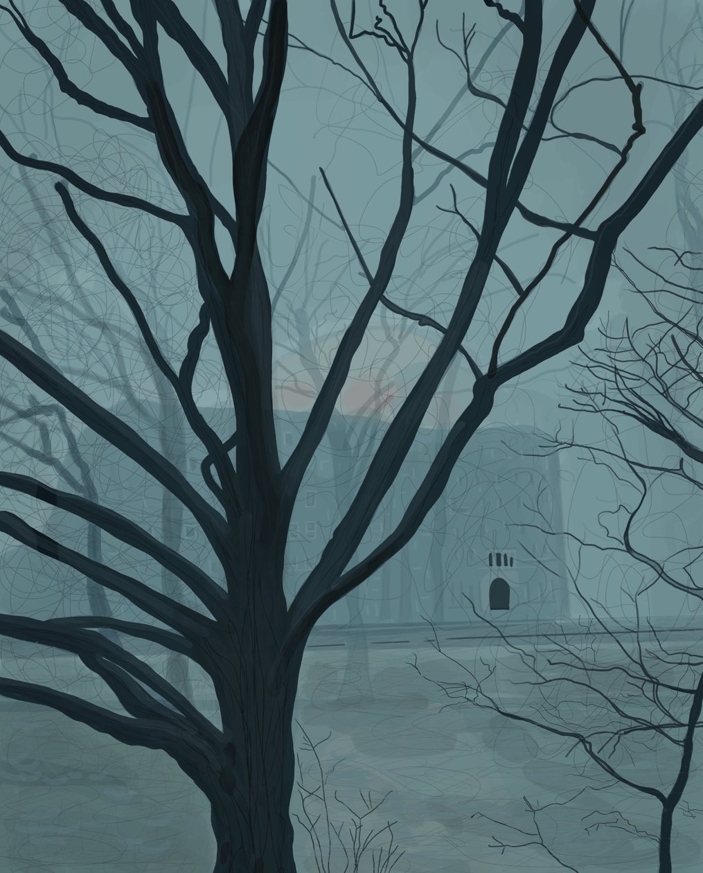 Fog Prospekt park, Brooklyn (digital konst) av Evan Sklar