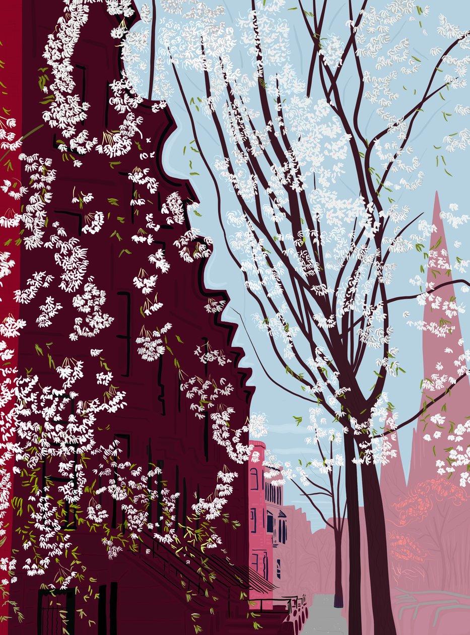 Garfield Place, Spring, Brooklyn, ca 2020-24 (digital konst) av Evan Sklar