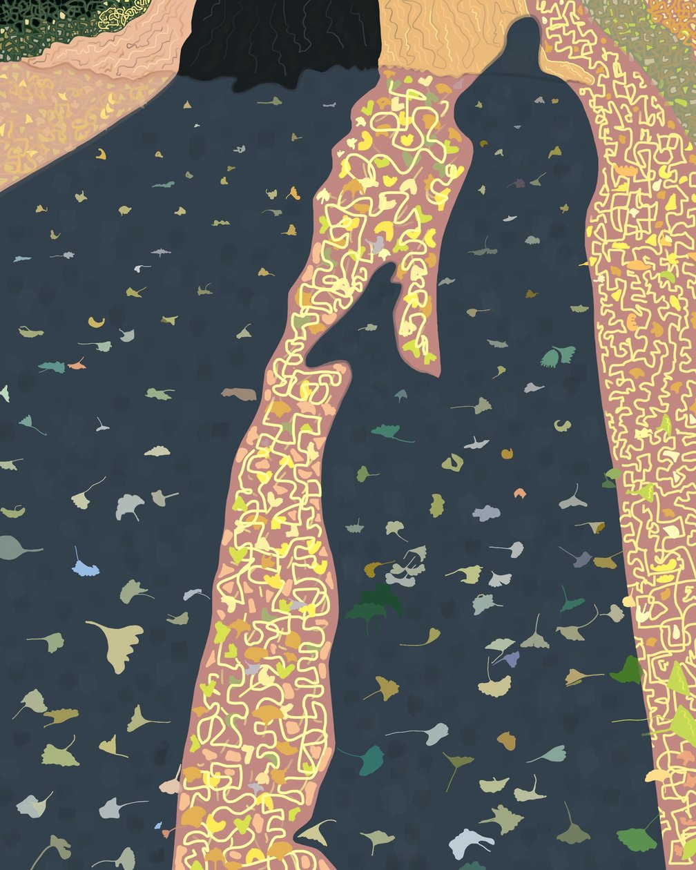 Ginko Leaves and Shadows, Brooklyn (digital konst) av Evan Sklar