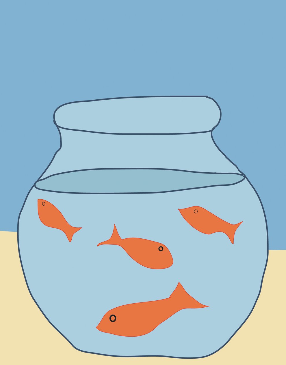 Goldfish In Bowl, 2015 (handritad på en iPad med en Apple-penna) av Evan Sklar