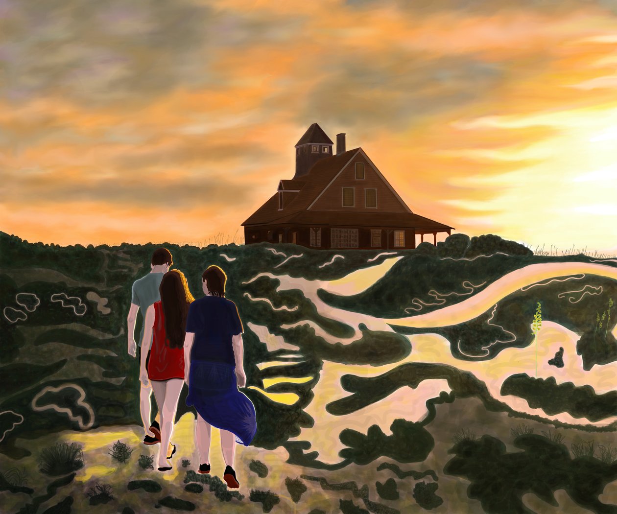 På väg hem för kvällsmat, North Swan Beach (digital konst) av Evan Sklar