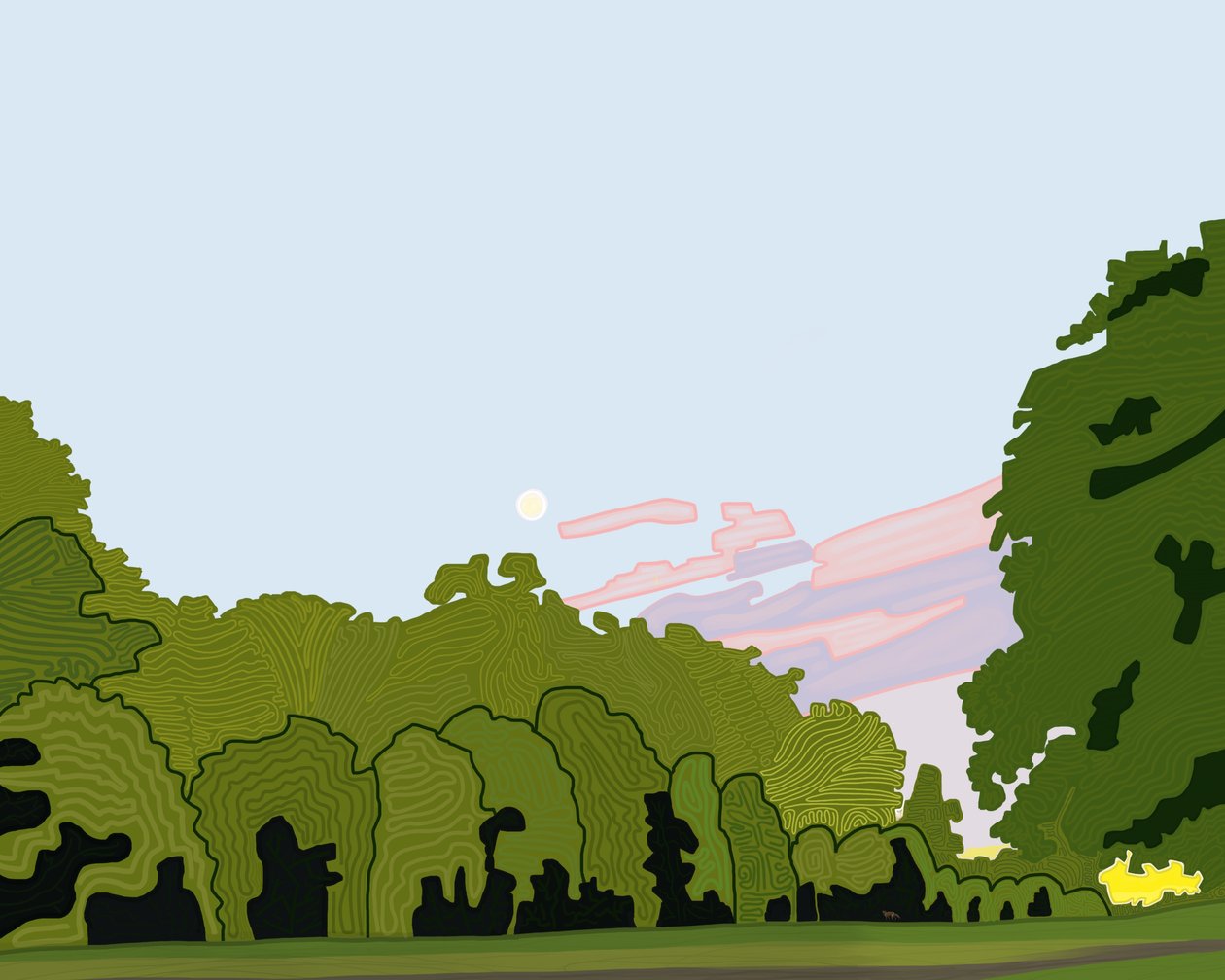 Hyde Park med räv (digital konst) av Evan Sklar