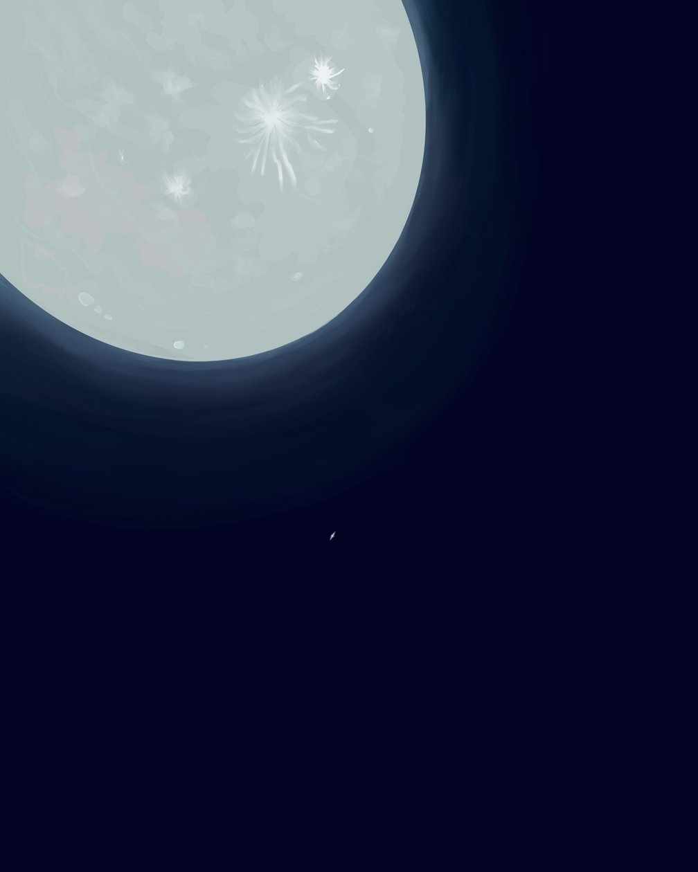 Månen och Saturnus, ca 2020-24 (digital konst) av Evan Sklar