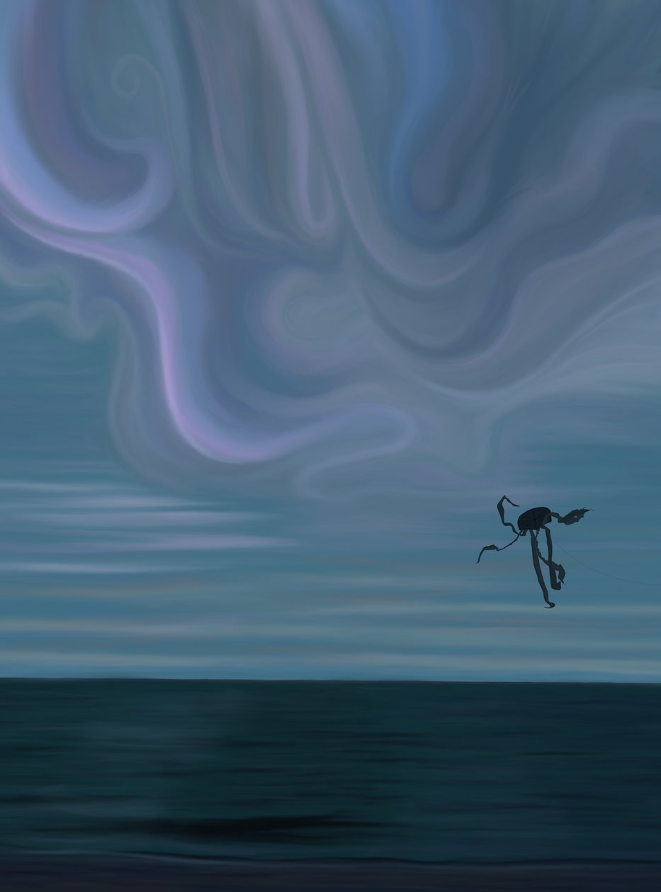Hav och moln med Octopus Kite (digital konst) av Evan Sklar