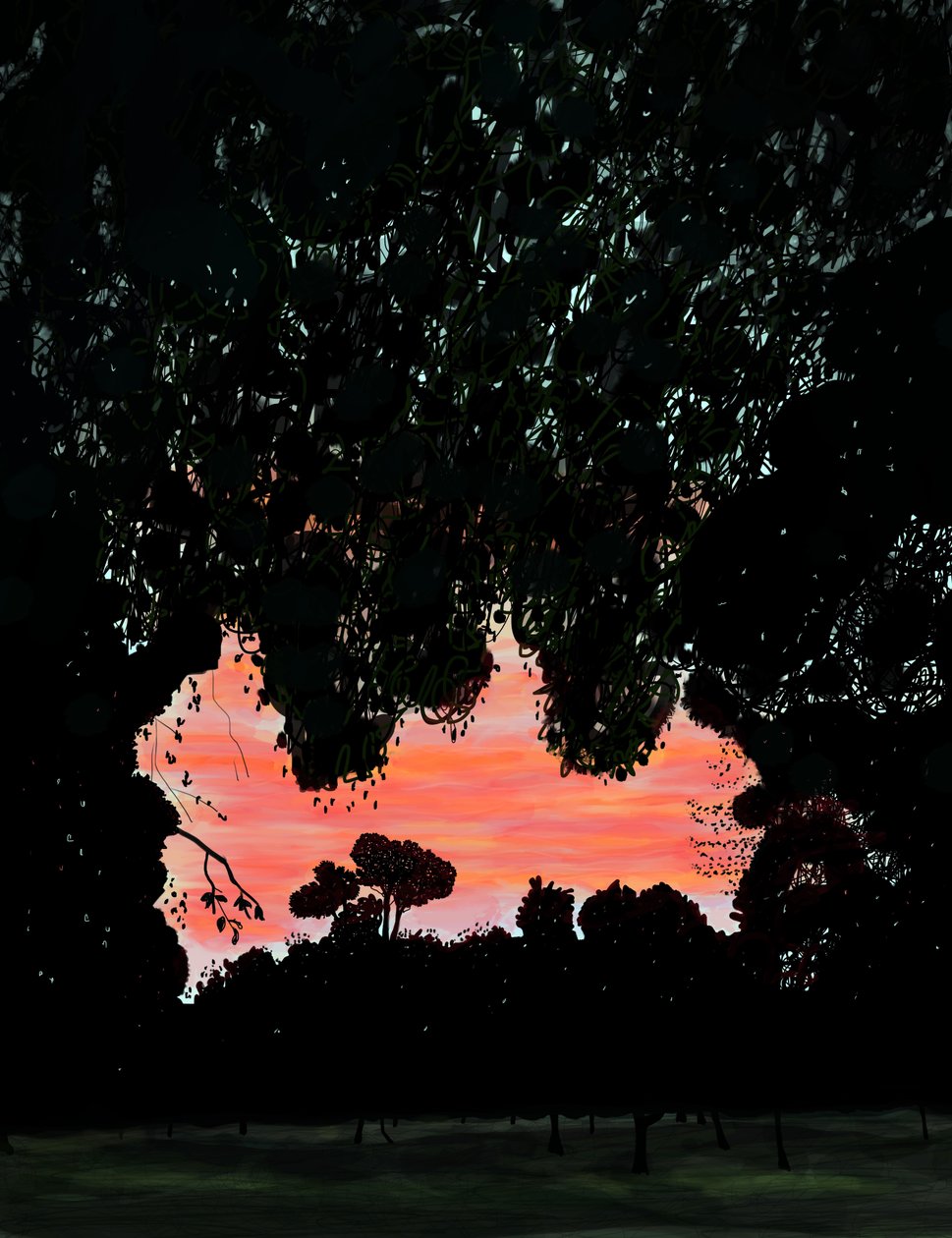 Första ljuset i oktober, Prospect Park vid 9th Street, Brooklyn (digital konst) av Evan Sklar
