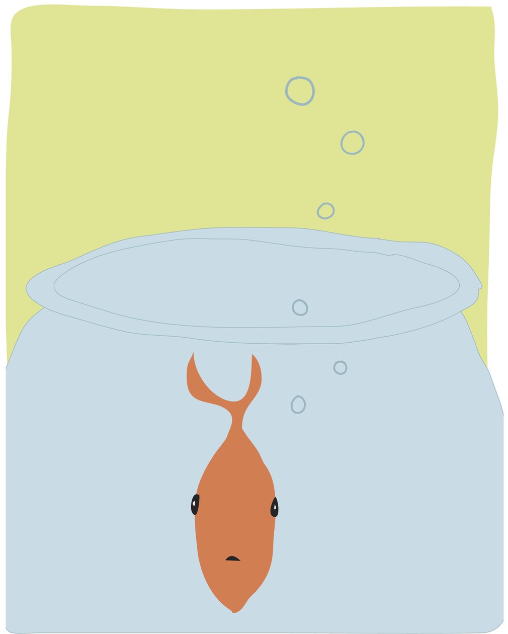Single Goldfish In Bowl, 2015 (handritad på en iPad med en Apple-penna) av Evan Sklar
