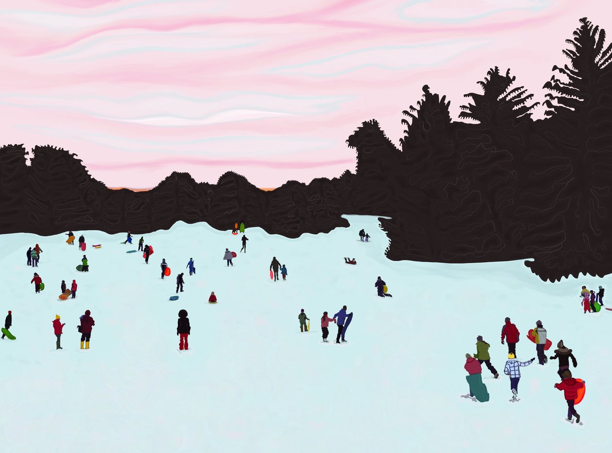 Pulkaåkning, Prospect Park (digital konst) av Evan Sklar