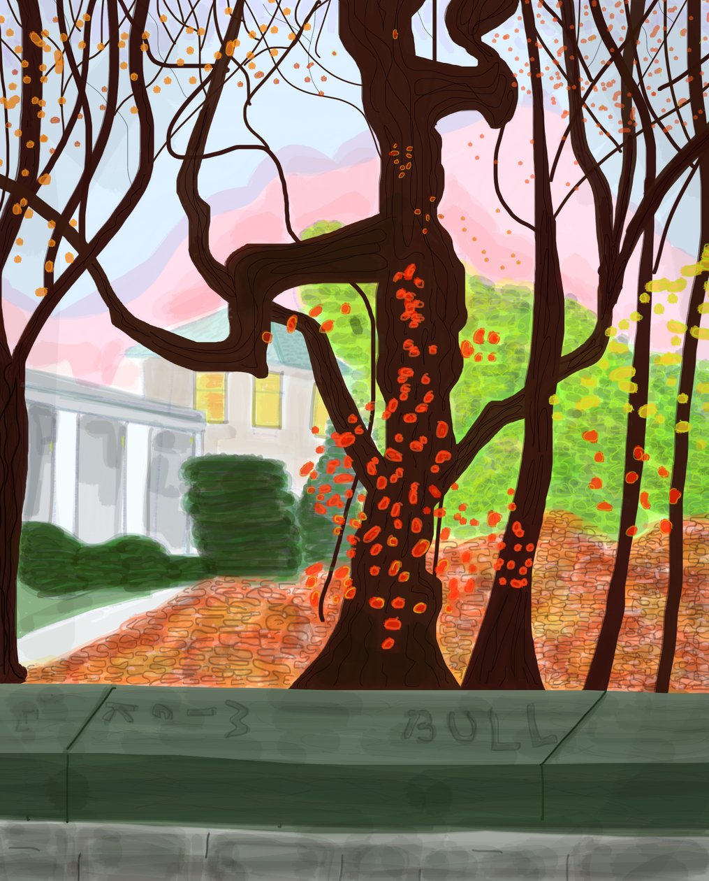 Spring In Prospect Park, 2016 (handritad på en iPad med en Apple-penna) av Evan Sklar
