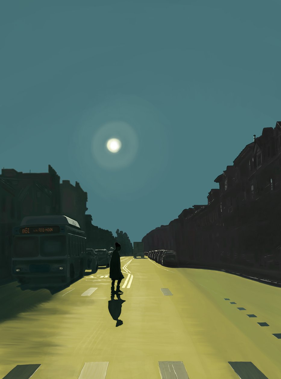 Sol och kvinna går på Ninth Street (digital konst) av Evan Sklar