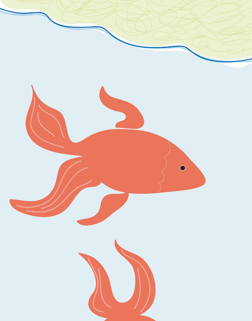 Two Goldfish In Bowl, 2015 (handritad på en iPad med en Apple-penna) av Evan Sklar