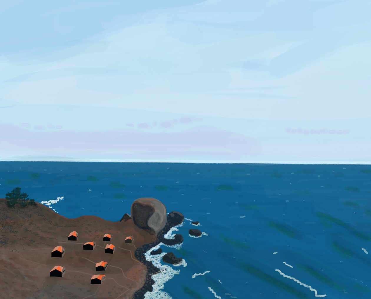View From Pacific Coast Highway, 2016 (handritad på en iPad med en Apple-penna) av Evan Sklar