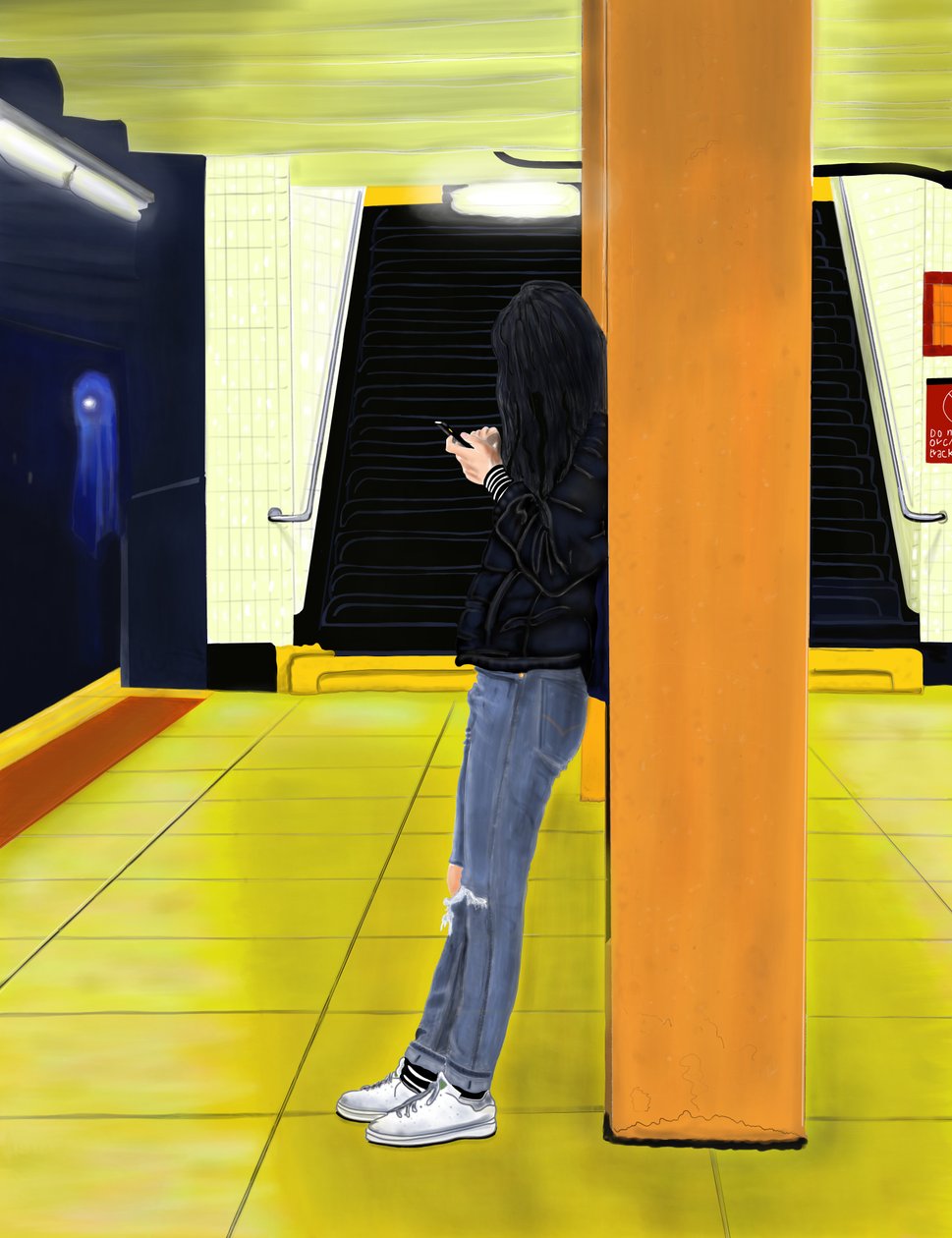 Väntar på F-tåget, Brooklyn (digital konst) av Evan Sklar