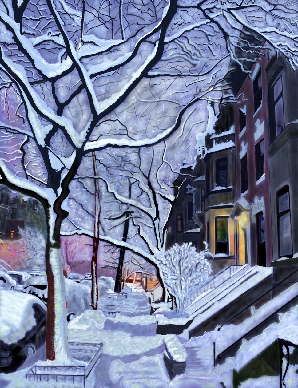 Våt snö, First Light, Brooklyn (digital konst) av Evan Sklar