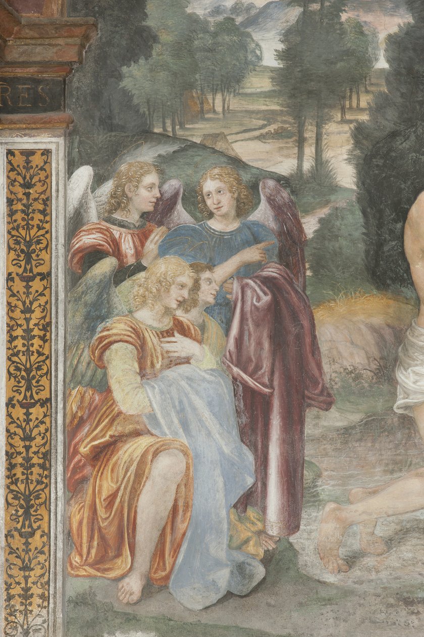 Kristi dop, detalj av änglar av Evangelista and Arcimboldi Luini