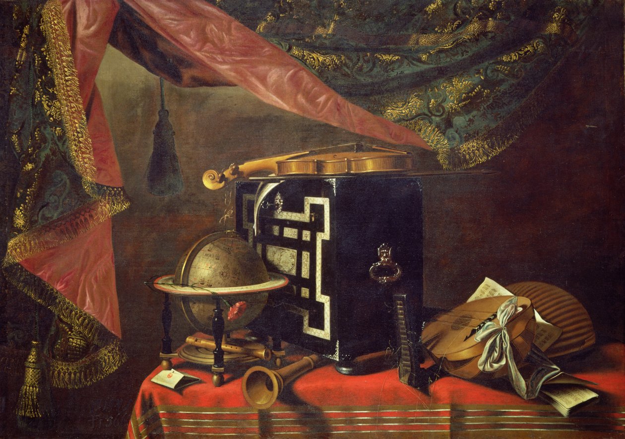 Stilleben med musikinstrument av Evaristo Baschenis