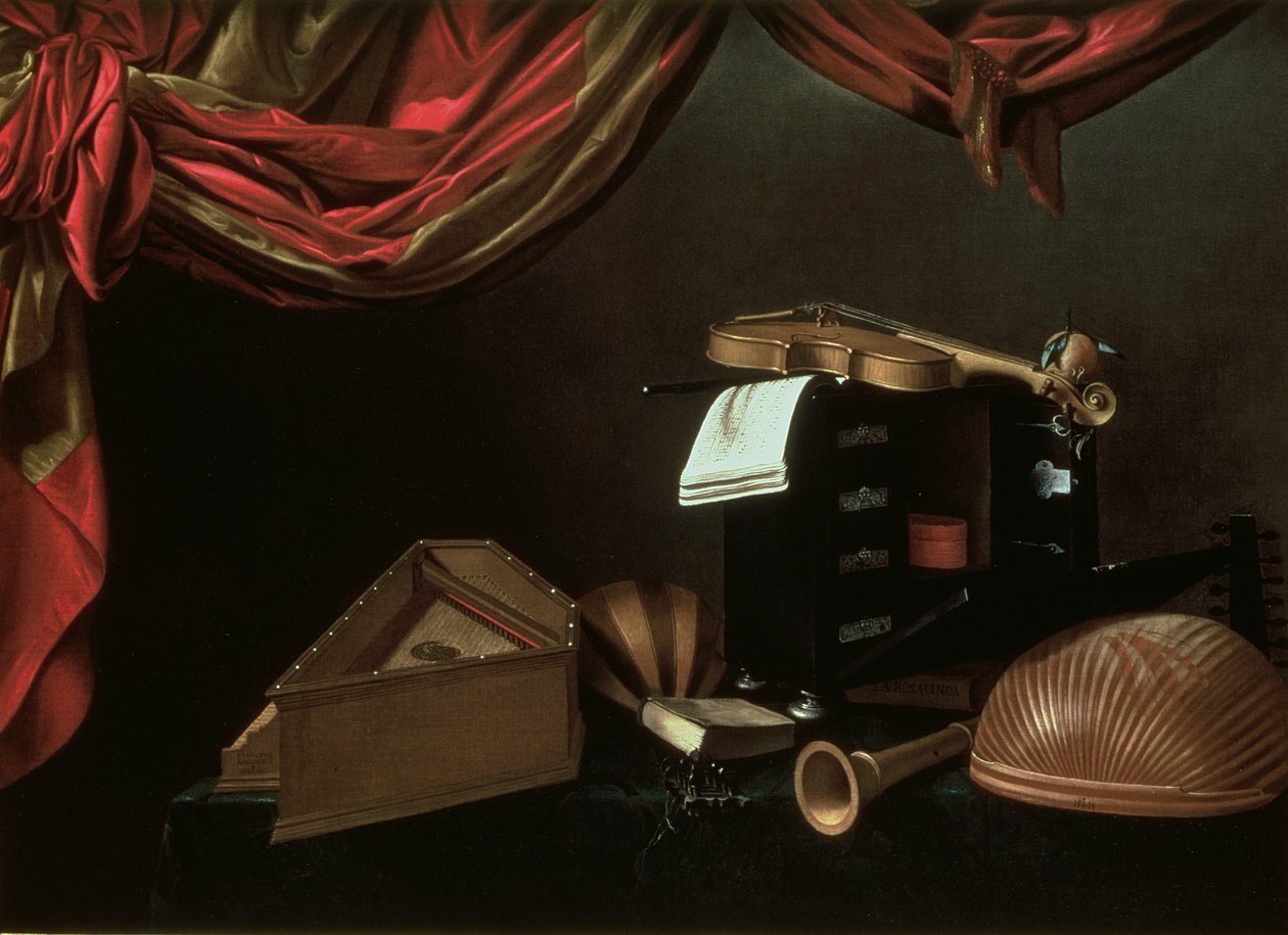 Stilleben med musikinstrument av Evaristo Baschenis