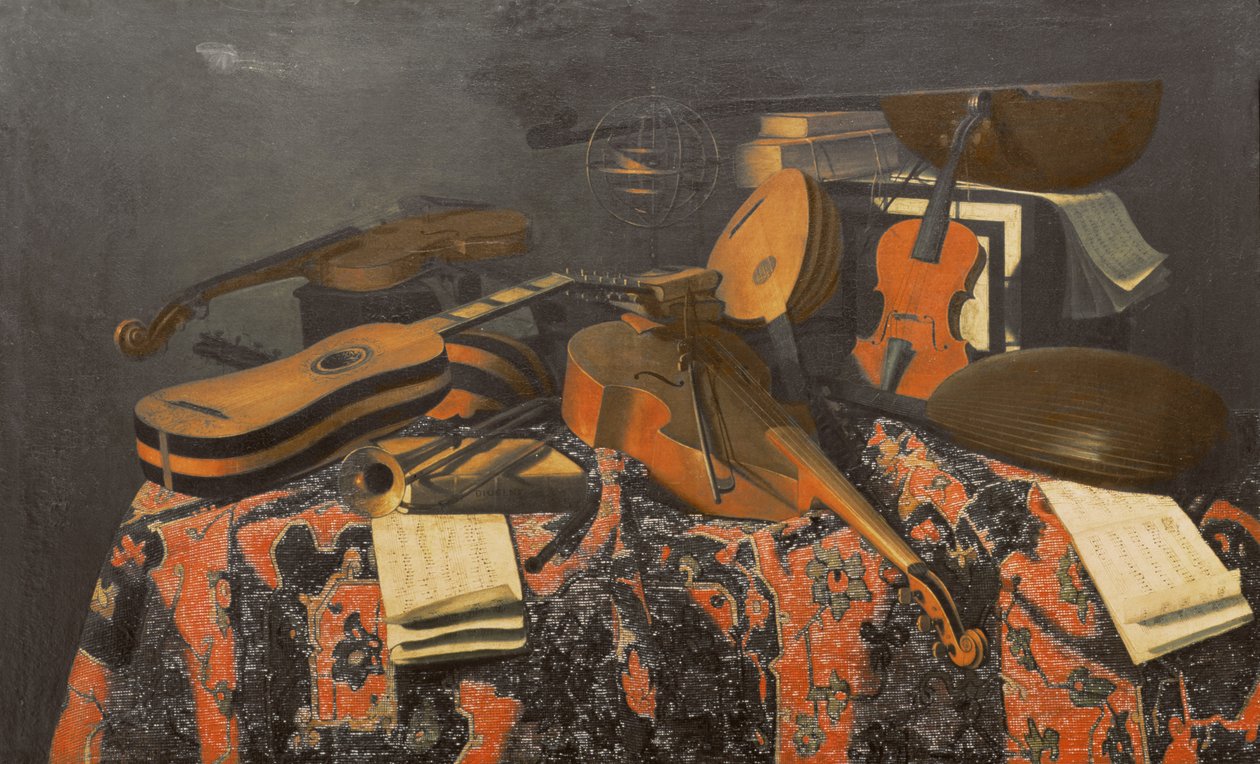 Stilleben med musikinstrument av Evaristo Baschenis