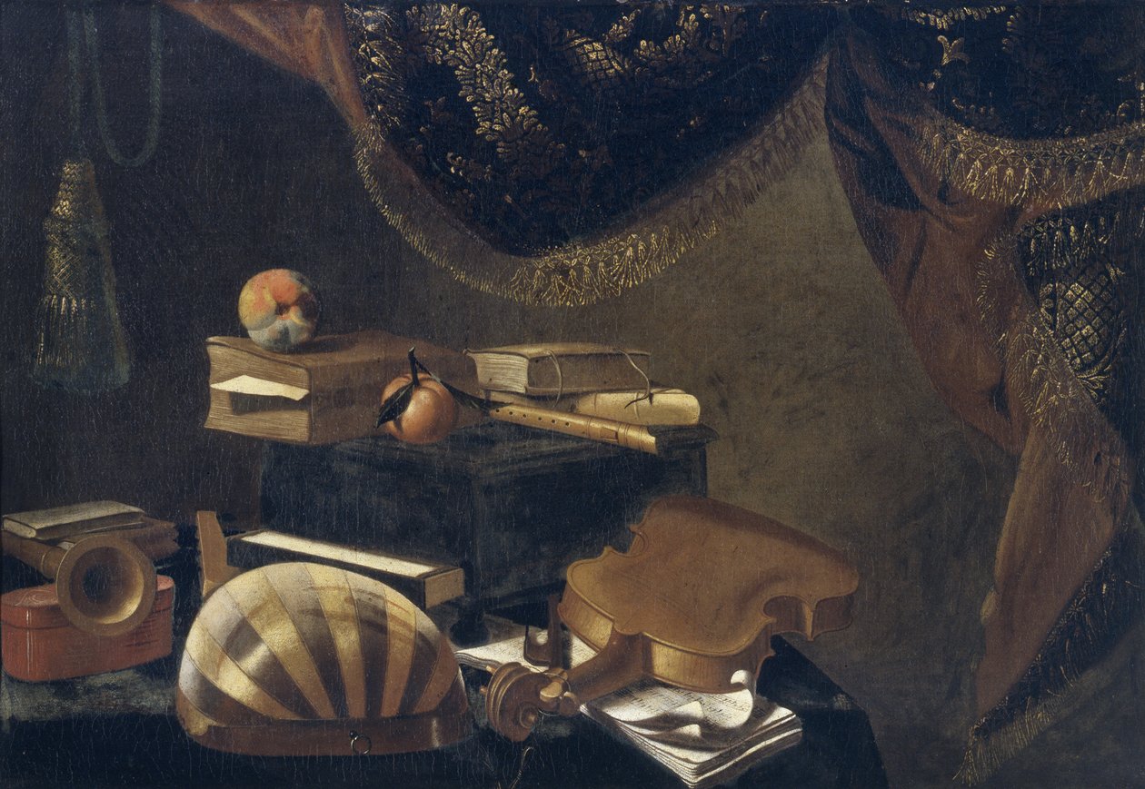 Stilleben med musikinstrument av Evaristo Baschenis