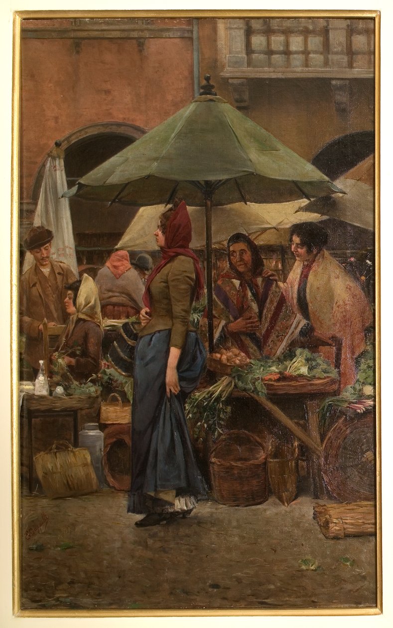 Piazza delle Erbe 1892 (olja på duk) av Evaristo Cappelli