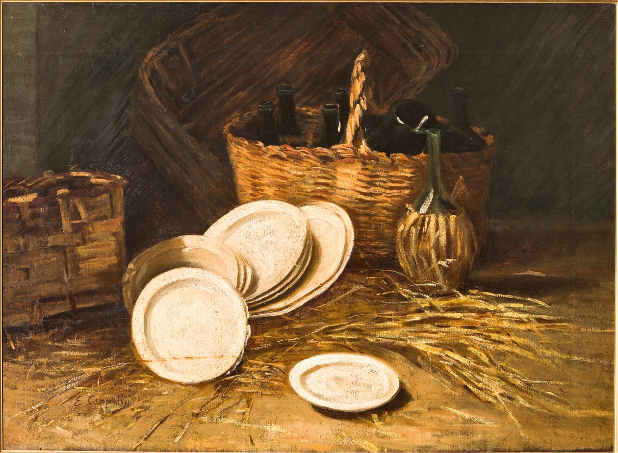 Stilleben (olja på duk) av Evaristo Cappelli