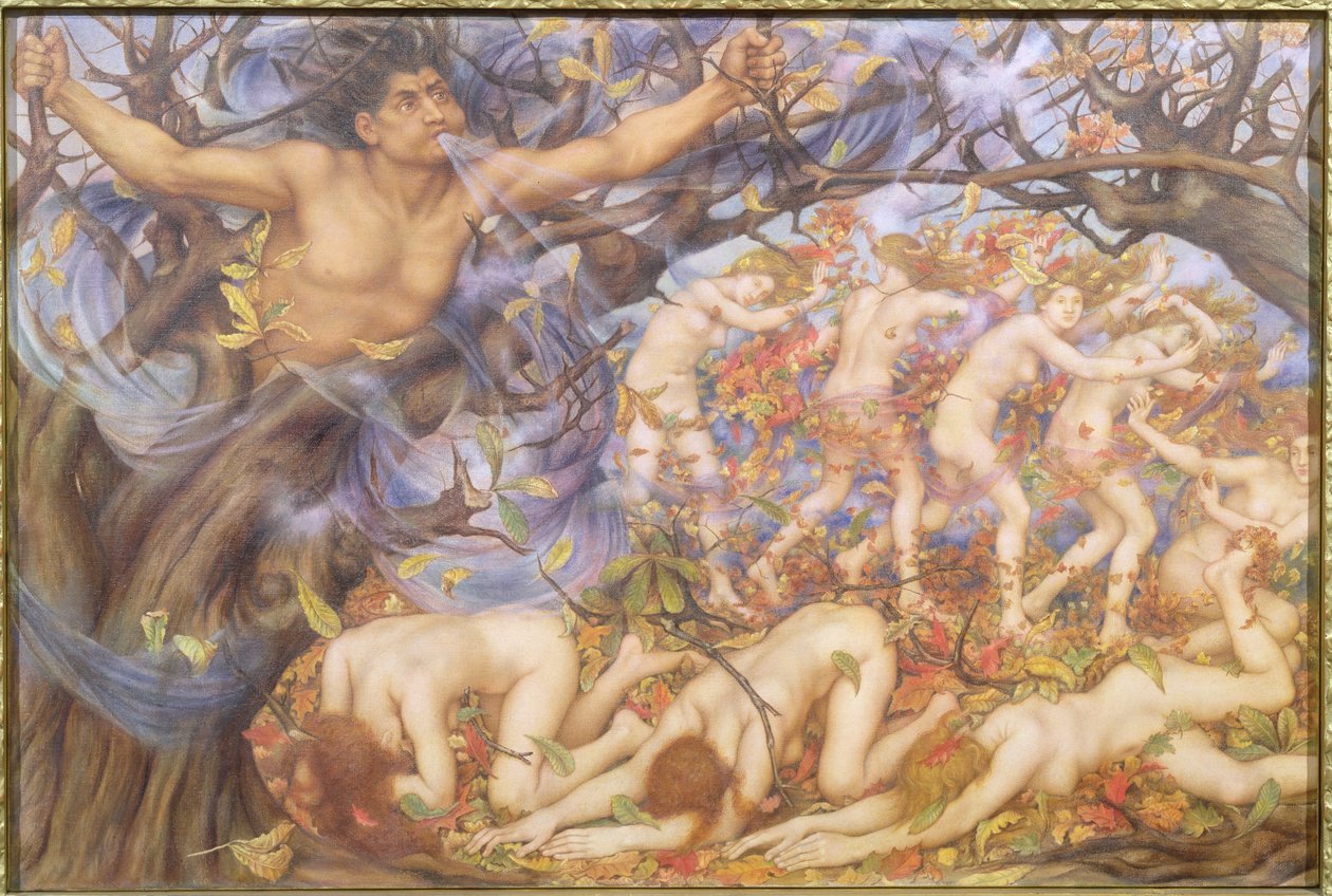 Boreas och fallna löv av Evelyn De Morgan