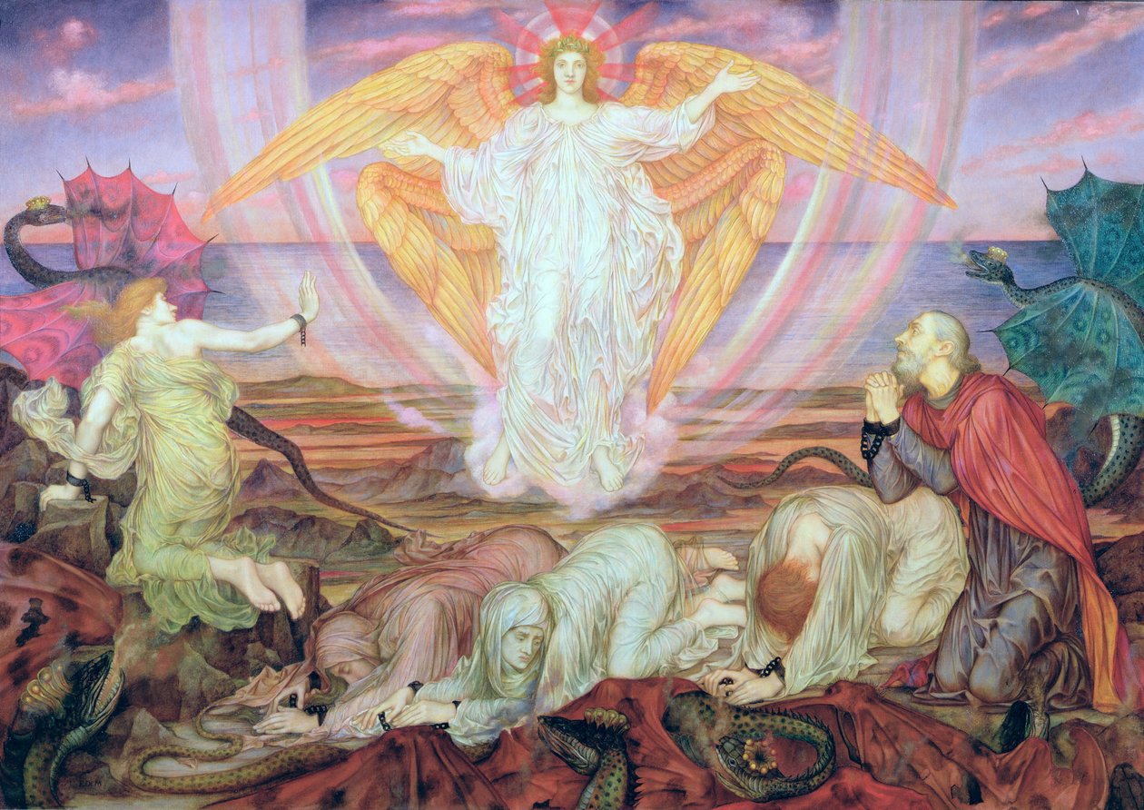 Drakens död, 1914 av Evelyn De Morgan