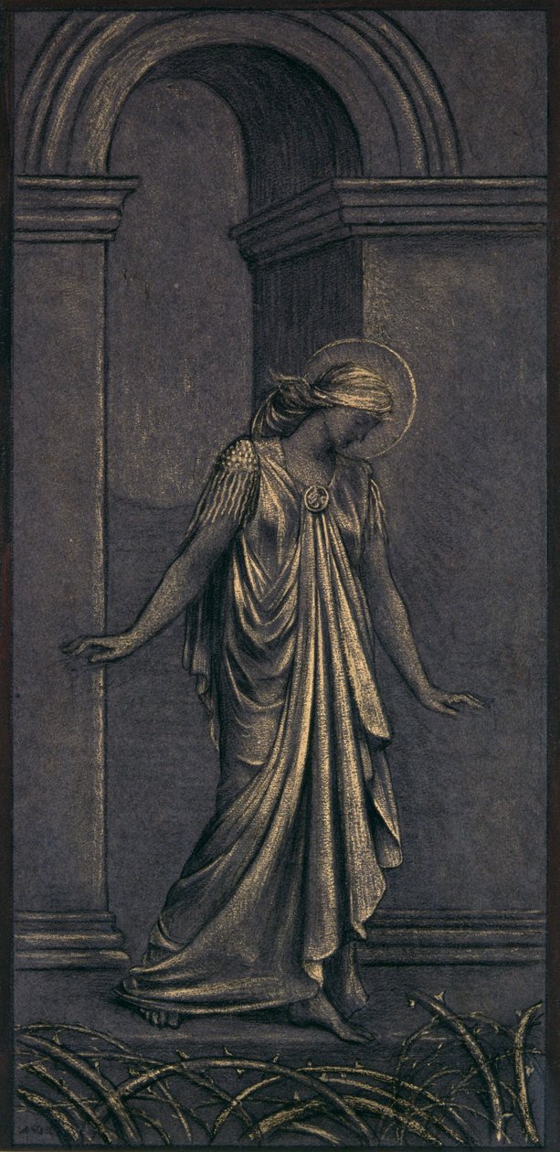 Färdig studie till Den törniga vägen, ca 1897 (krita) av Evelyn De Morgan