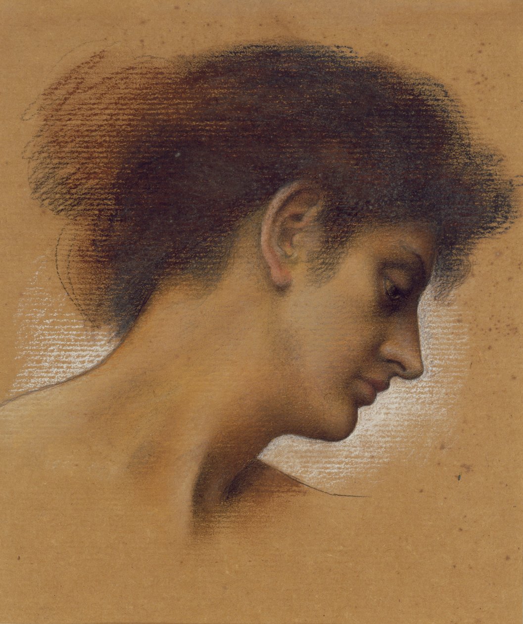 Studie av ett huvud (pastell på papper) av Evelyn De Morgan