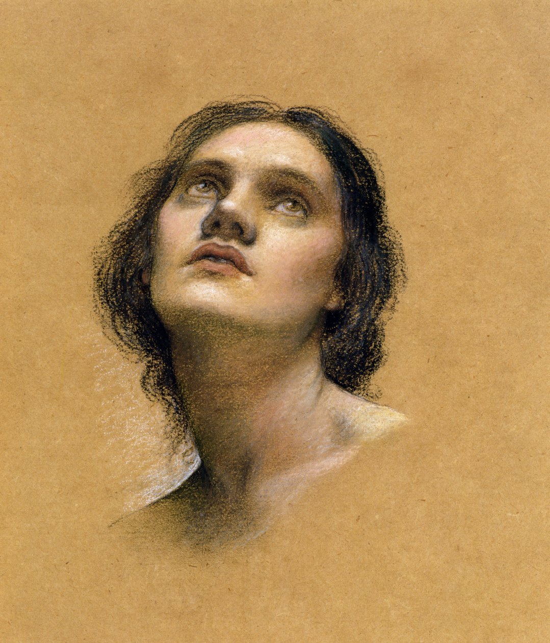Studie av ett huvud (pastell på papper) av Evelyn De Morgan