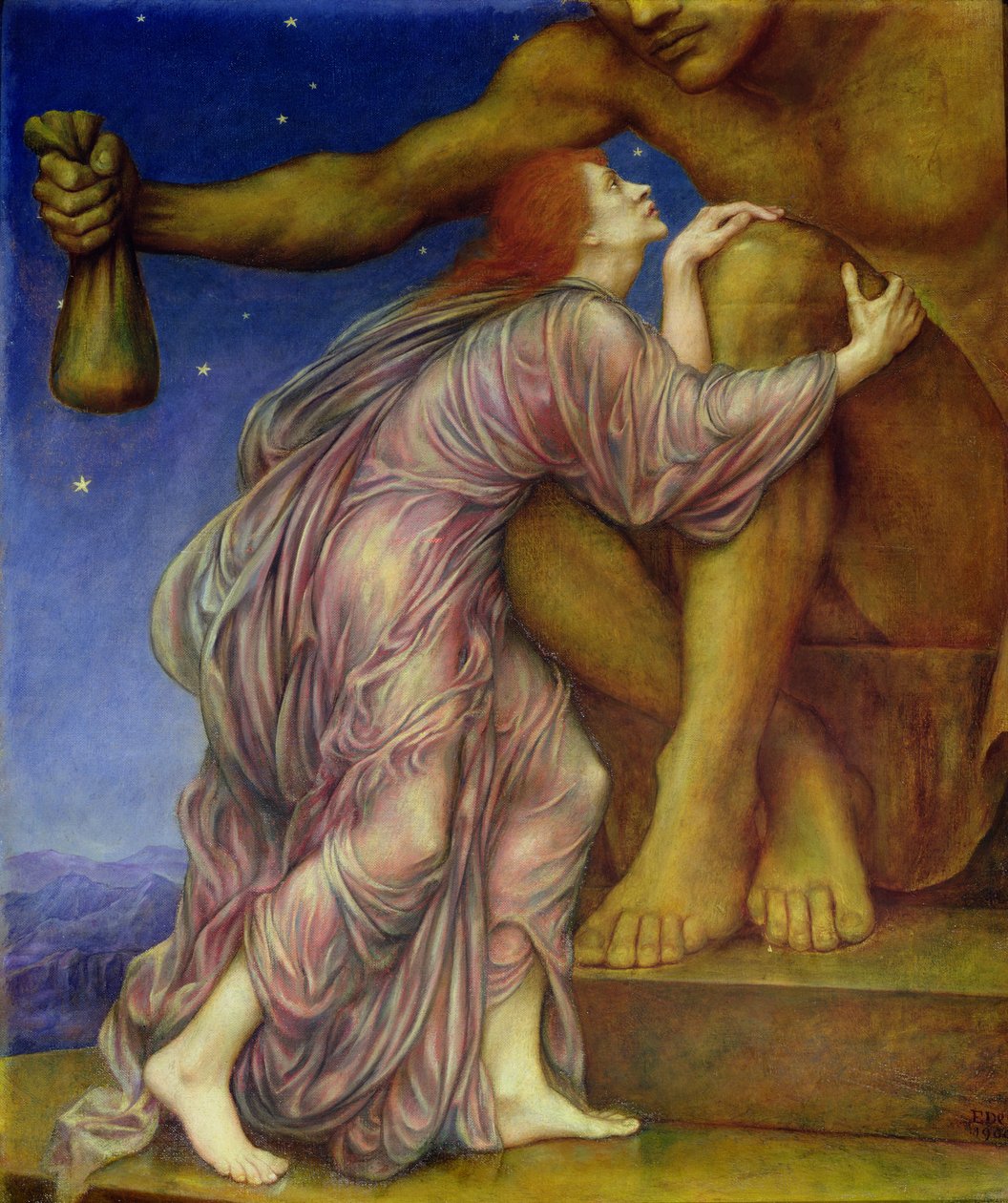 Tillbedjan av Mammon, 1909 av Evelyn De Morgan