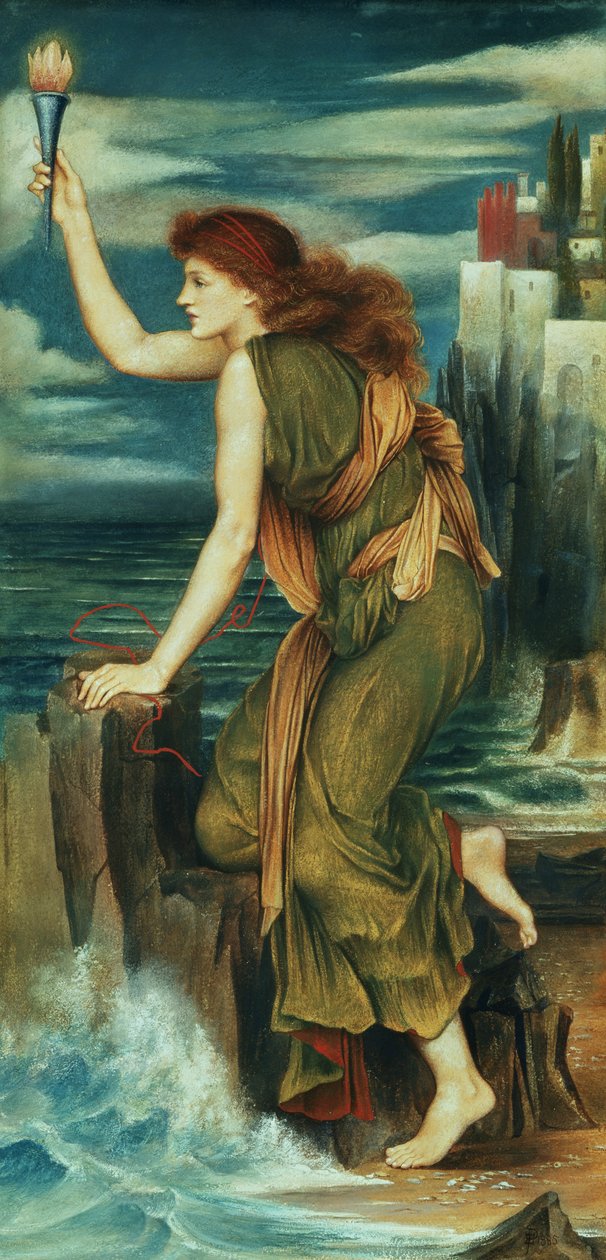 Hjälte som väntar på Leanders återkomst, 1885 av Evelyn De Morgan