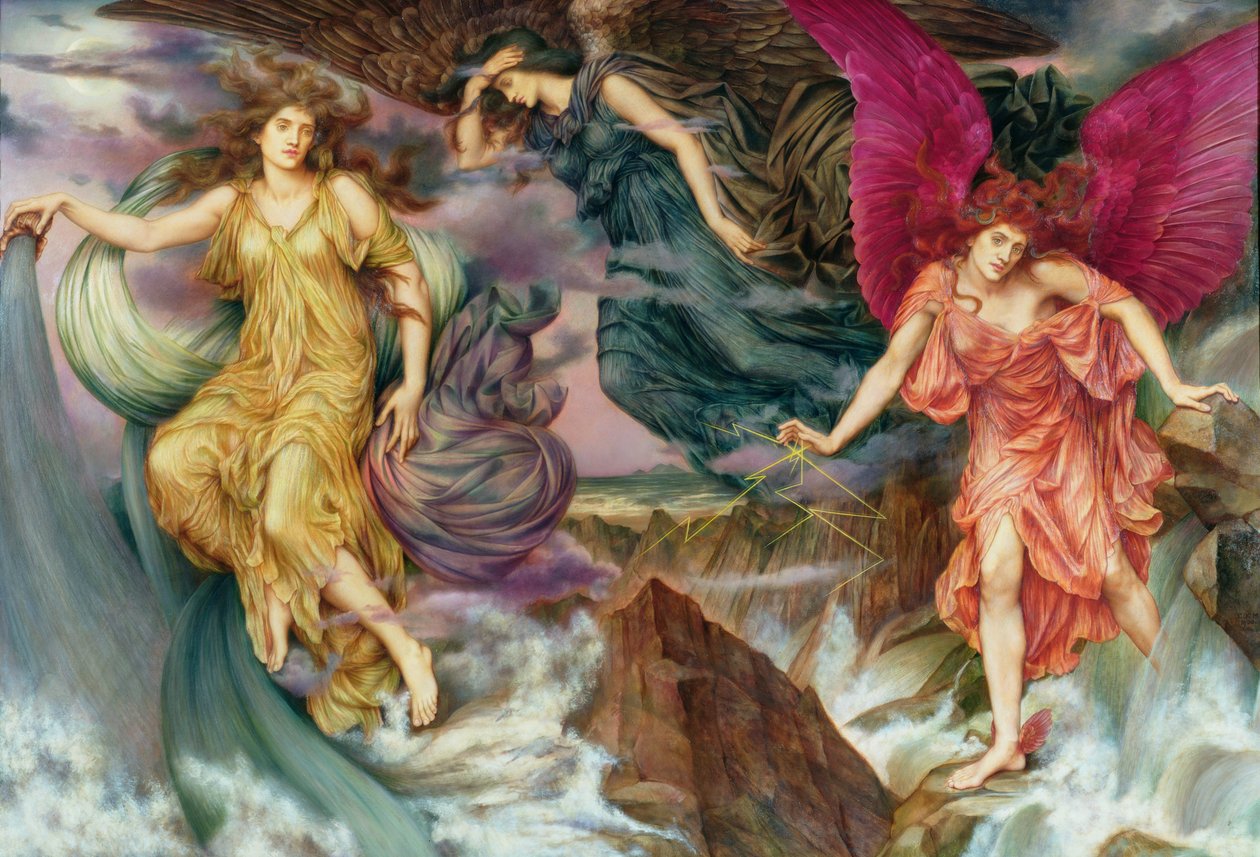 Les esprits de la tempete - The Storm Spirits , av De Morgan, Evelyn (1855-1919). Olja på duk, ca. 1900. Watts Gallery av Evelyn De Morgan
