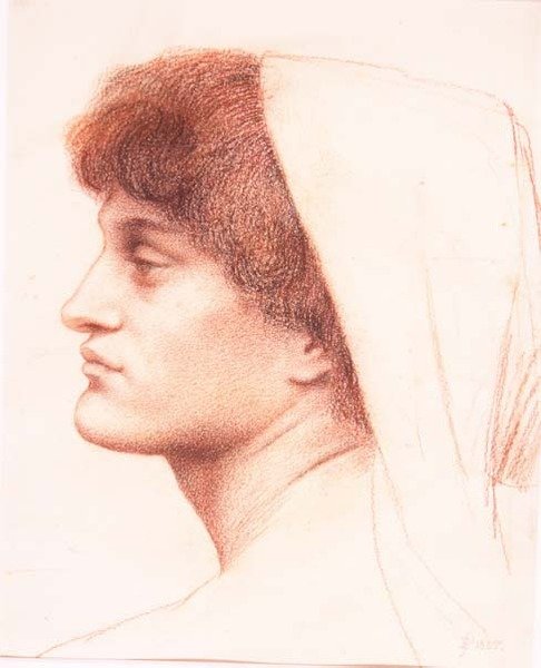 Profil av ett kvinnligt huvud av Evelyn De Morgan