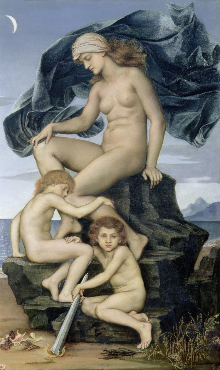 Sömn och död, nattens barn, 1883 av Evelyn De Morgan