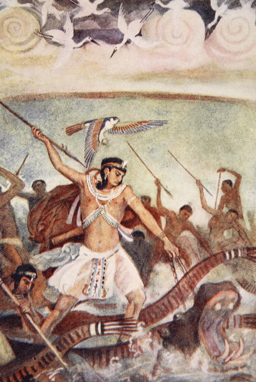Horus i strid, illustration från "The Myths of Ancient Egypt" av Lewis Spence av Evelyn Paul