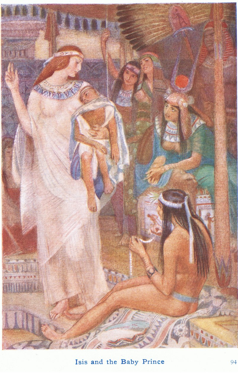 Isis och babyprinsen (färg litho) av Evelyn Paul