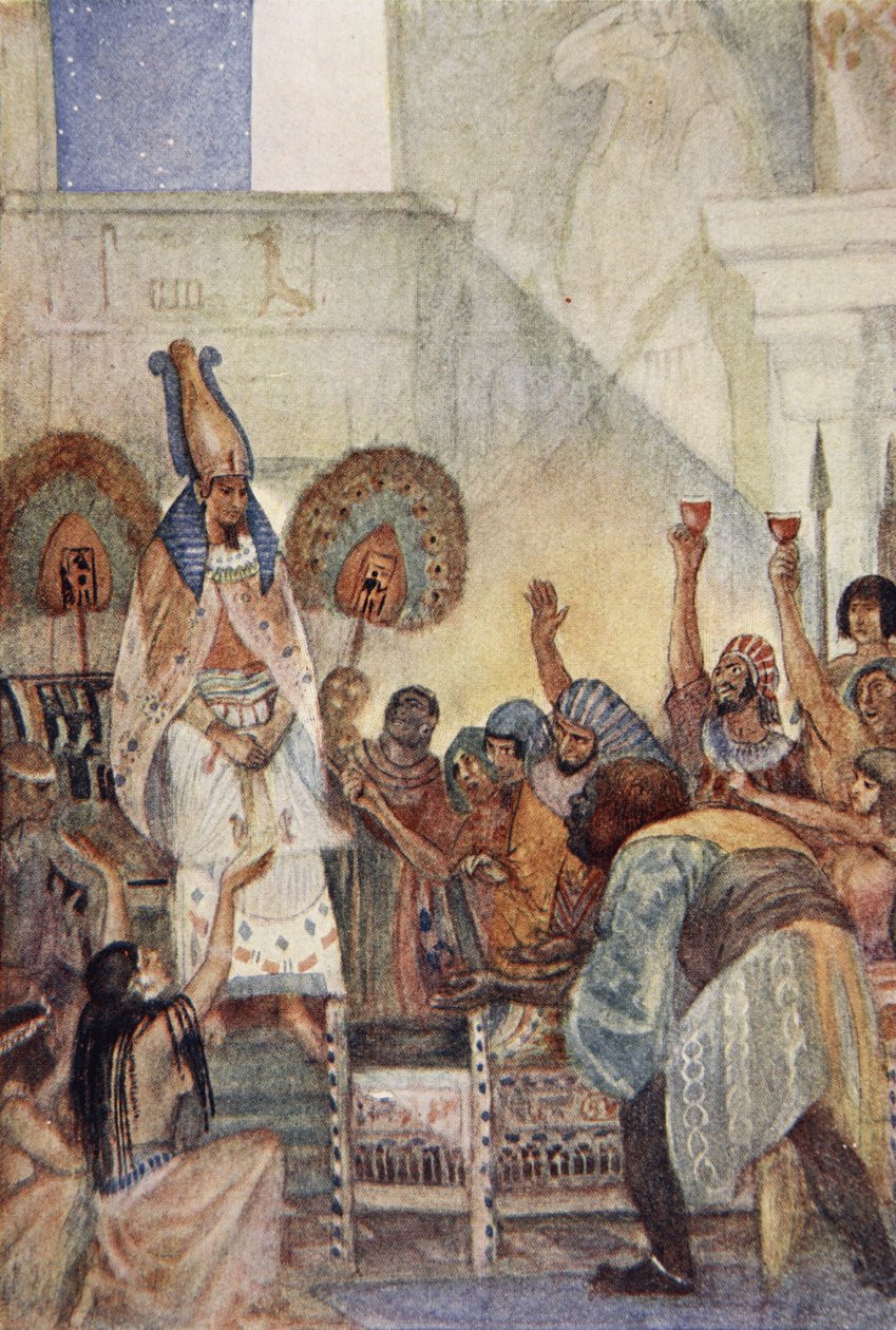 Osiris lurade in i bröstet, illustration från "The Myths of Ancient Egypt" av Lewis Spence av Evelyn Paul