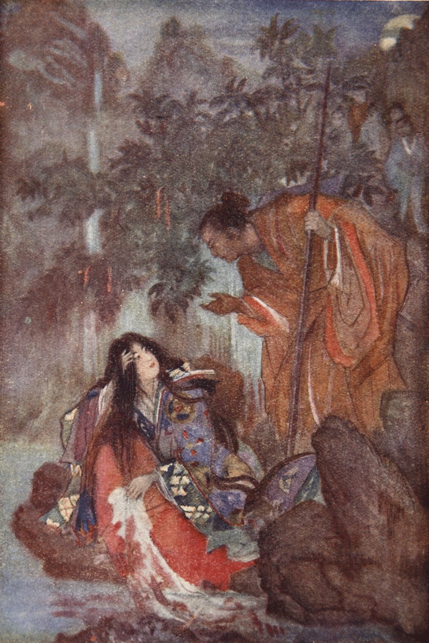 Raiko och den förtrollade jungfrun, illustration från "The Myths and Legends of Japan" av F Hadland Davis av Evelyn Paul