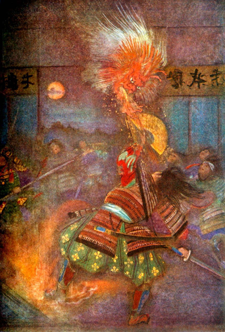"Raiko dräpar Goblin of Oyeyama", 1912. av Evelyn Paul