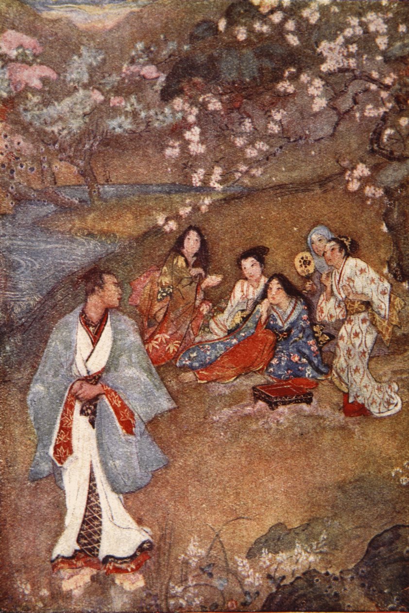 Shingle och Yoshizawa av Violet Well, illustration från "The Myths and Legends of Japan" av F. Hadland Davis av Evelyn Paul