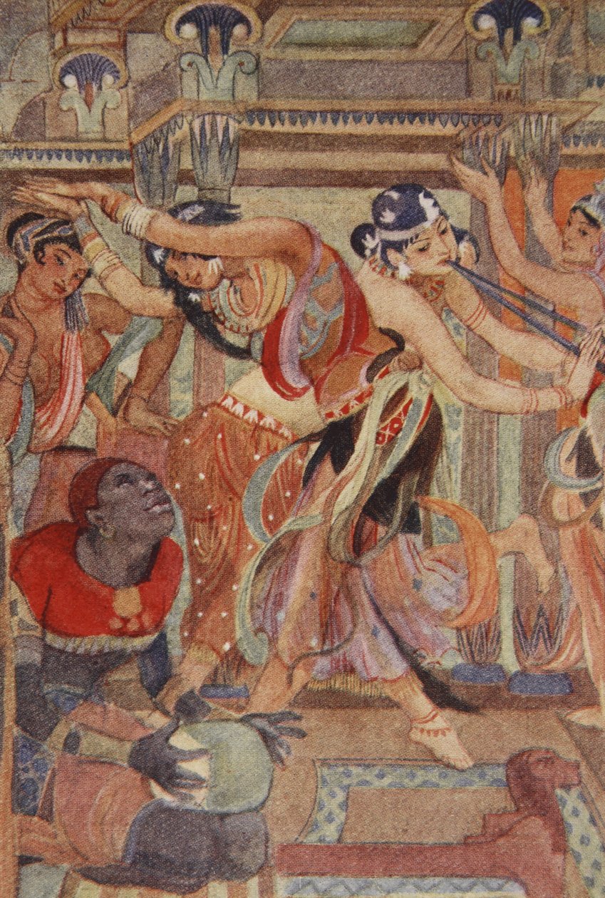 Gudinnorna som dansflickor, illustration från "The Myths of Ancient Egypt" av Lewis Spence av Evelyn Paul